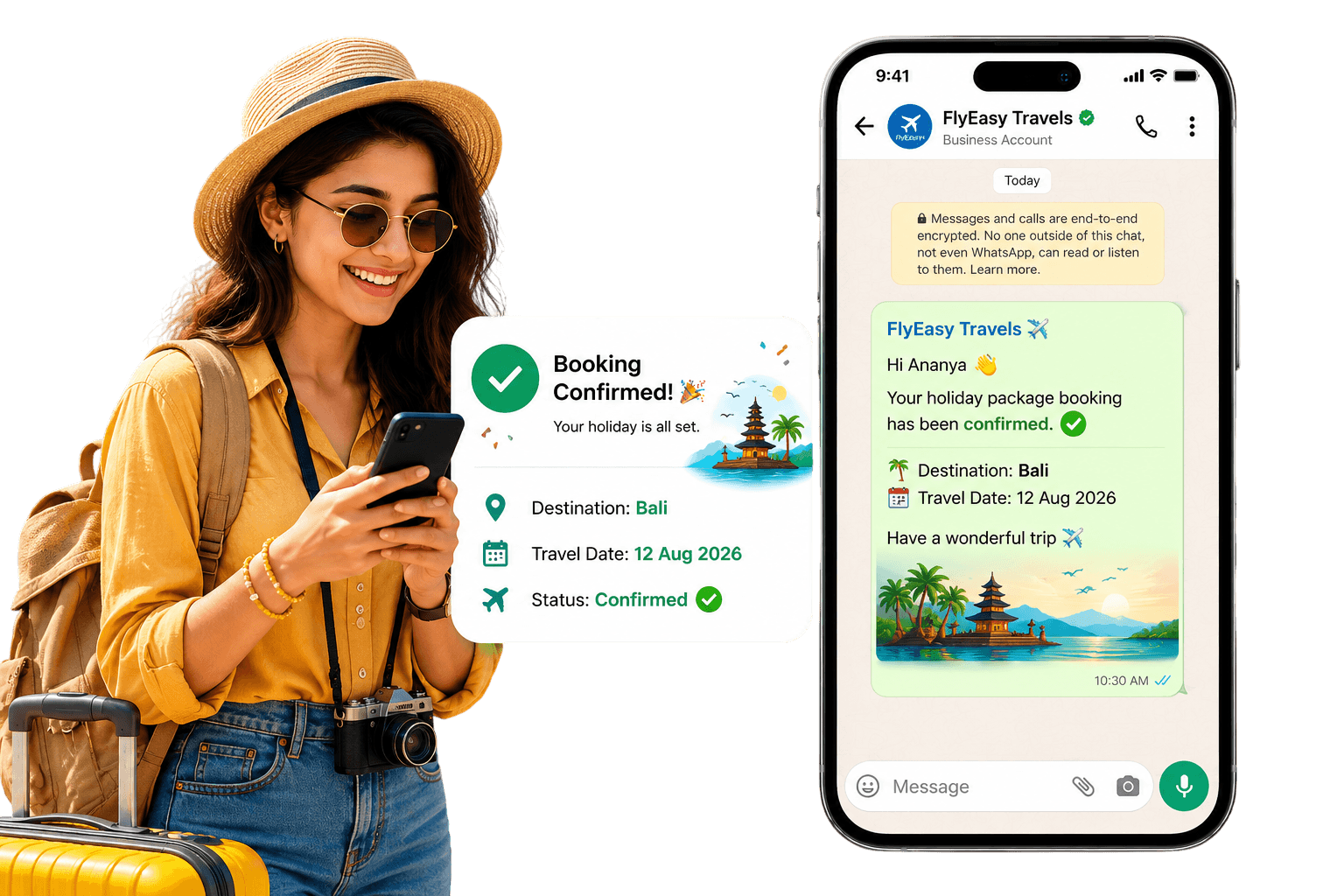 Customer receiving a booking confirmation from a business on WhatsApp